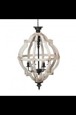   23"D x 35"H DISTRESSED WHITE 4 LIGHT CHANDELIER (901360) SHIPS PALLET ONLY